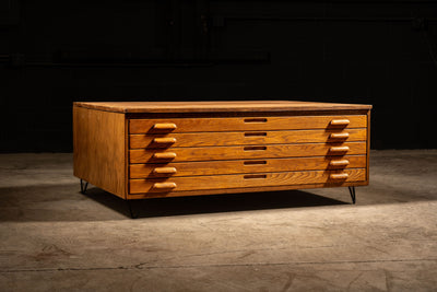 Vintage Oak Flat File Coffee Table