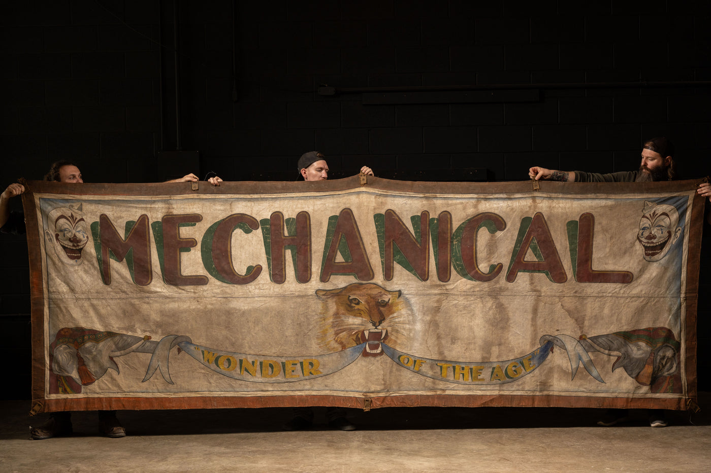 Antique Mechanical Circus "Wonder Of The Age" Large Banner