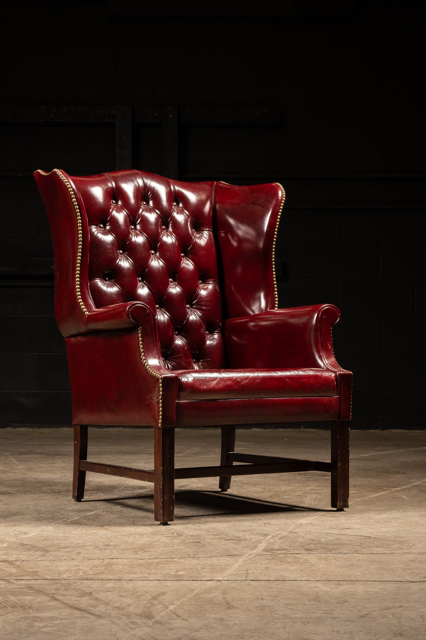Tufted Wingback Armchair in Red