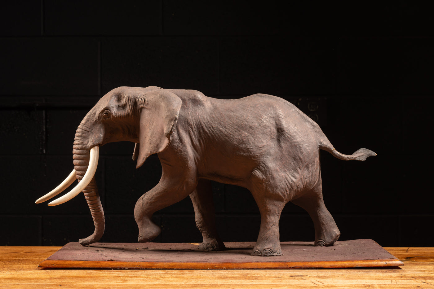 Large Wooden Elephant Figure