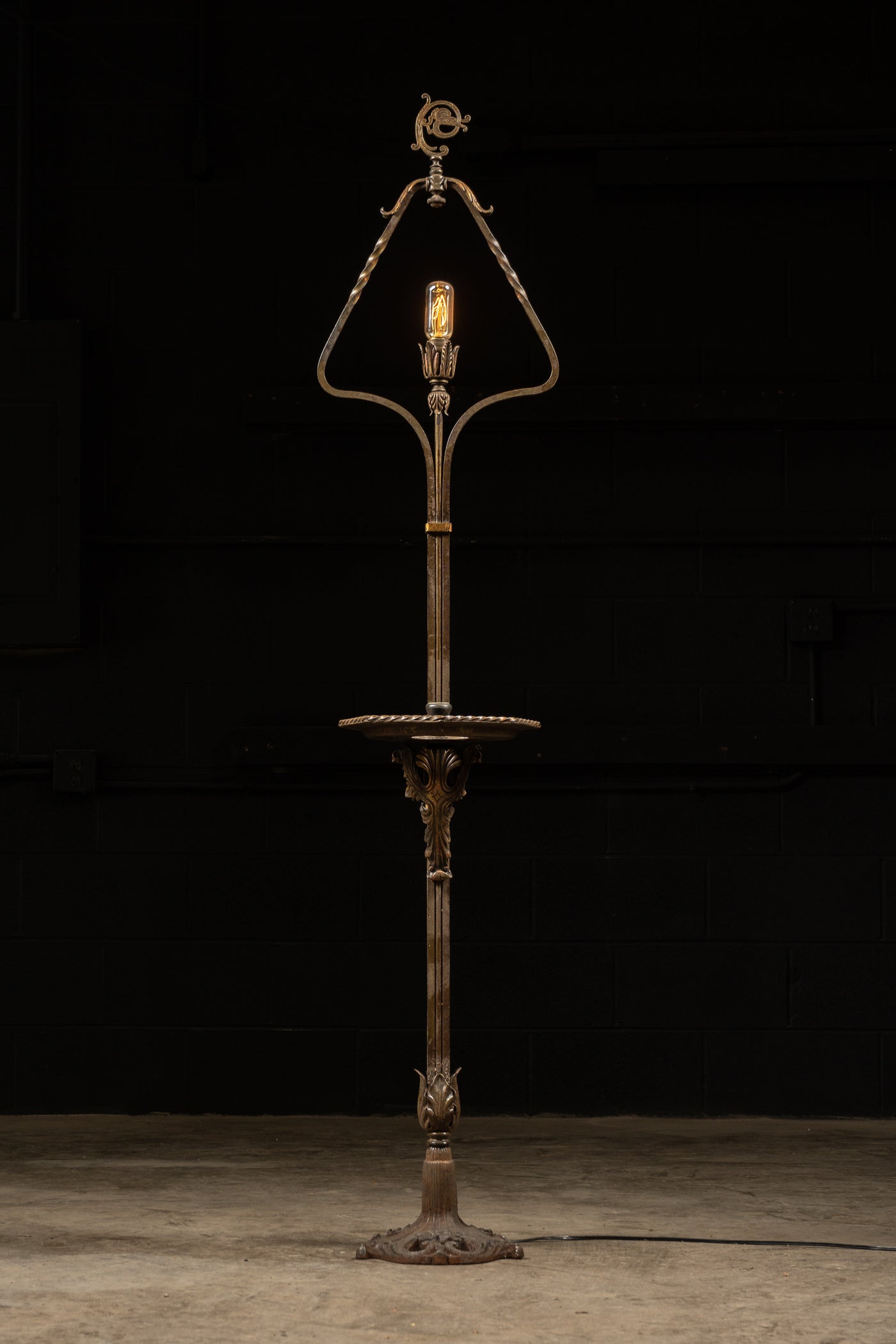 Antique Brass Lamp With Ashtray Stand