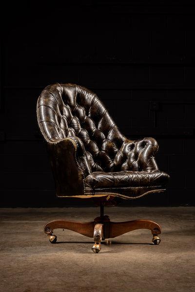 Vintage Leather Rolling Executive Chair
