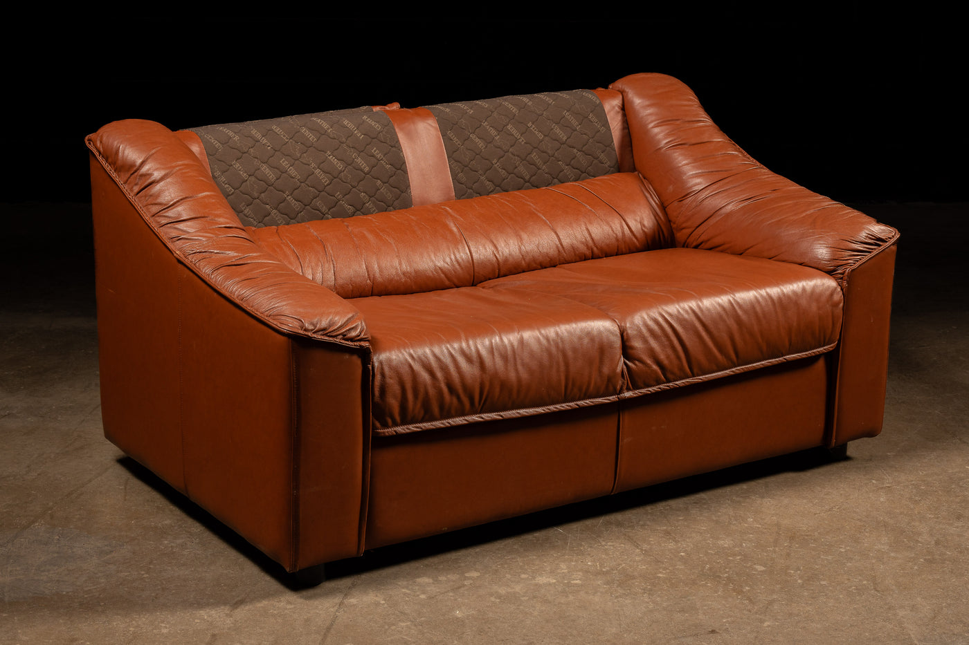 Vintage Leather Loveseat in Orange