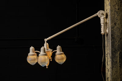 Early 20th Century Floating Arm Dental Lamp With Holophane Shades