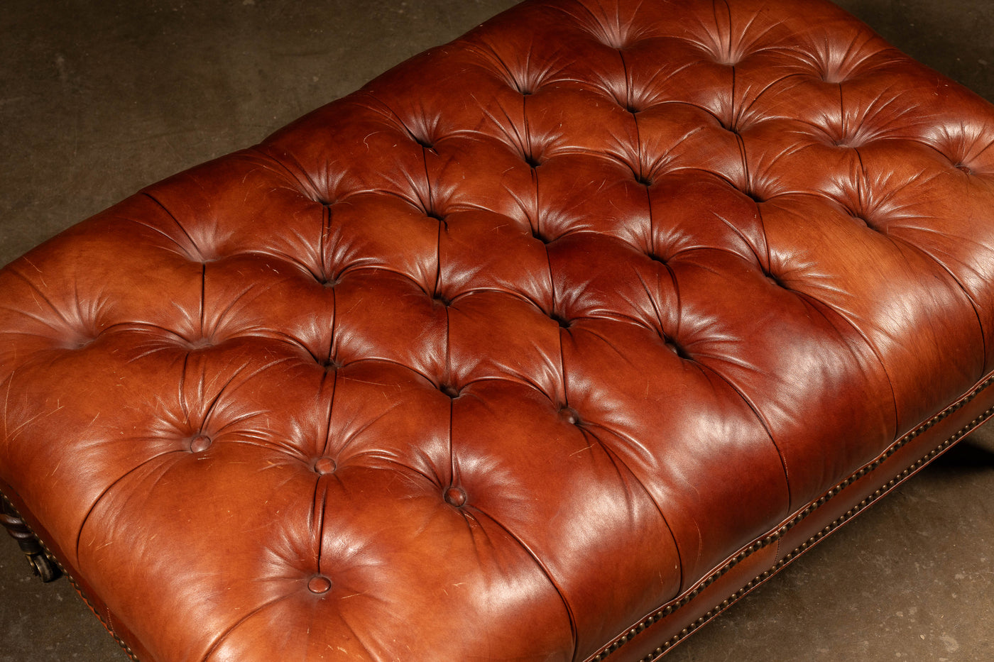 Tufted Wheeled Ottoman in Rust