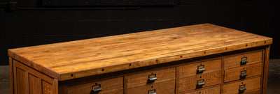 Antique Double-Sided Quarter Sawn Oak Lab Table