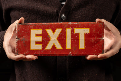 Vintage Reflective Tin Litho Exit sign