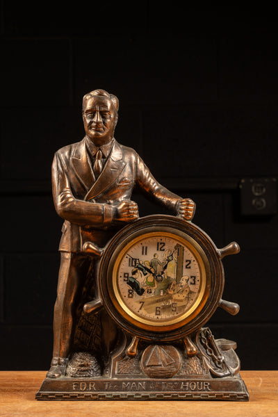 Figural FDR "Man of the Hour" Mantle Clock