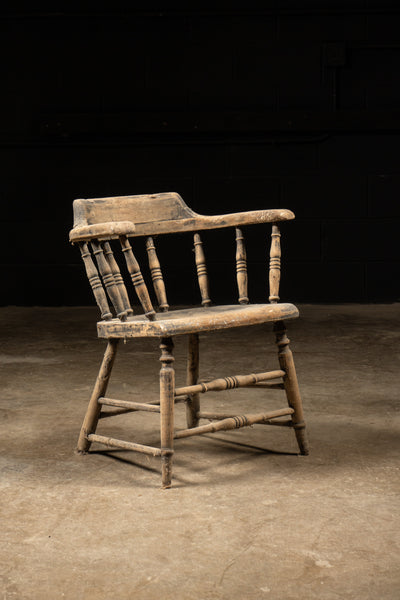 c. 1900 Smoker's Bow Chair With Worn Patina