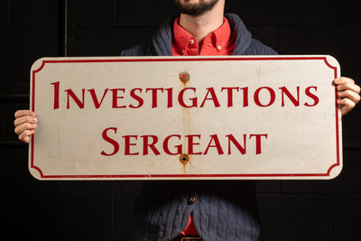 Vintage State Investigations Sergeant Aluminum Sign