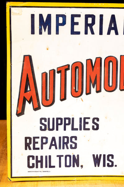 Antique Imperial Garage Embossed Tin Sign