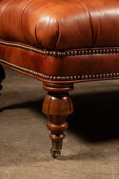 Tufted Wheeled Ottoman in Rust