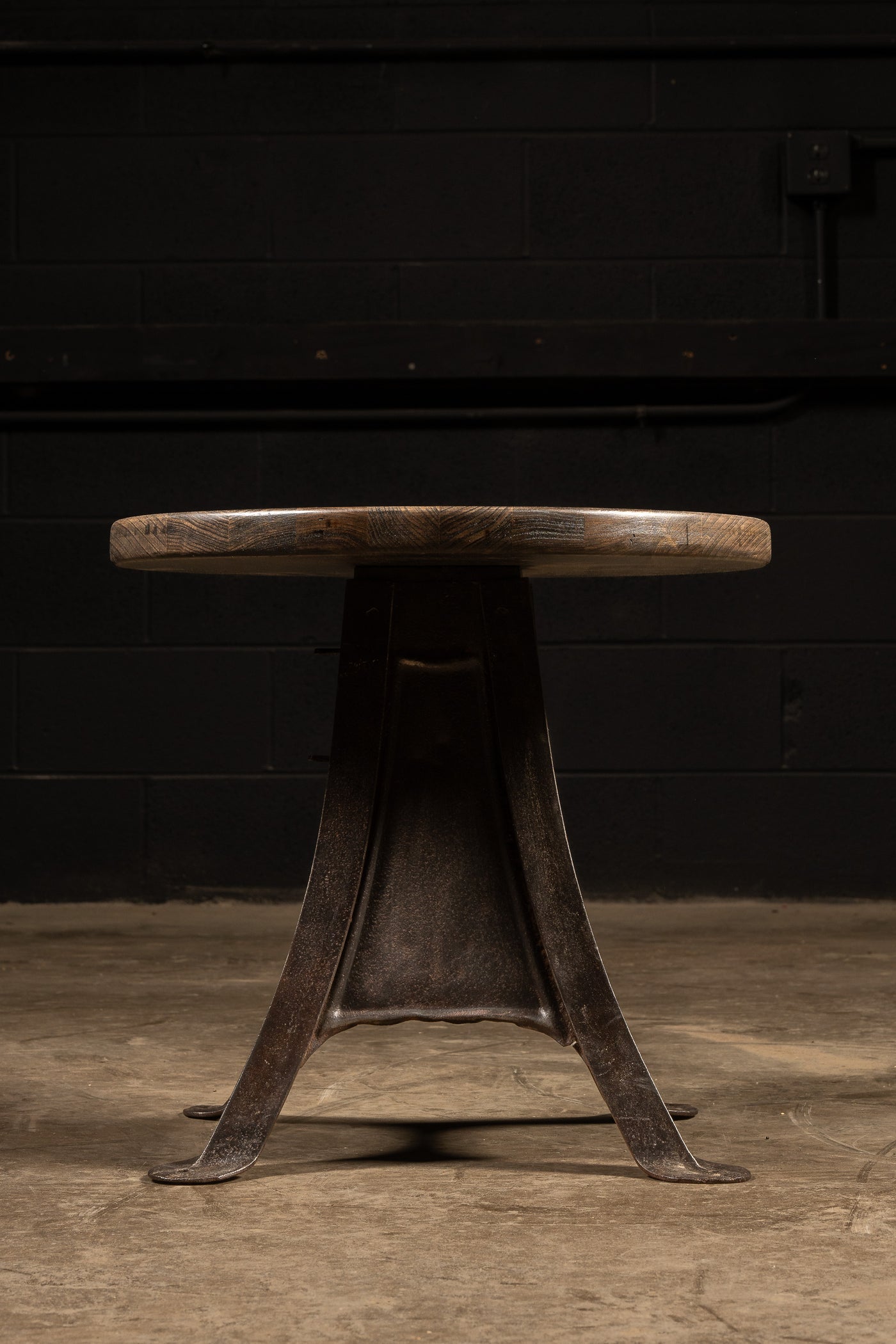 Industrial Side Table With Cast Iron Base