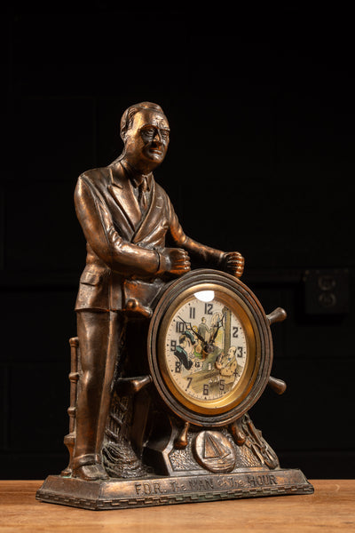 Figural FDR "Man of the Hour" Mantle Clock