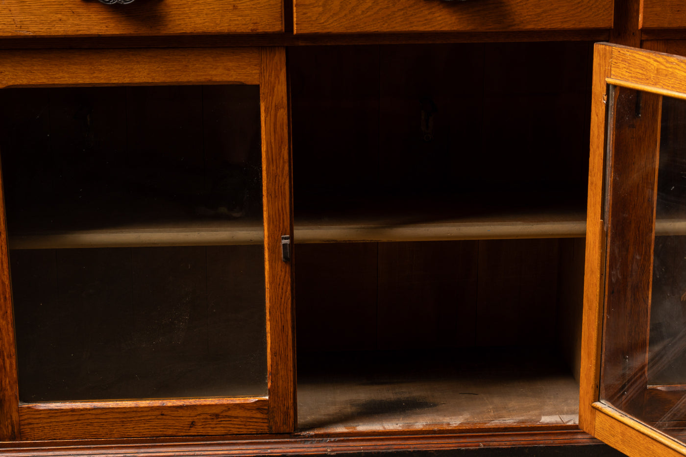 Large Antique Oak Display Cabinet