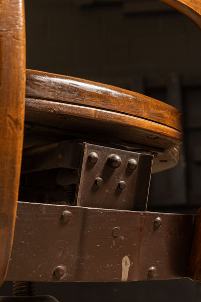 Antique Wooden Rolling Banker's Chair