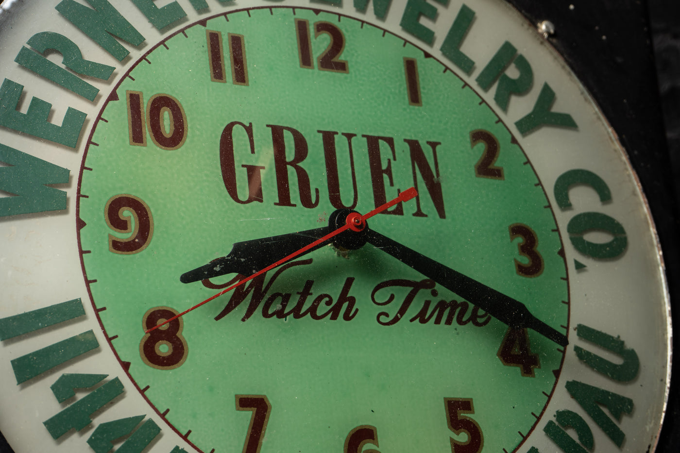 Antique Illuminated Jeweler Advertising Clock by Gruen