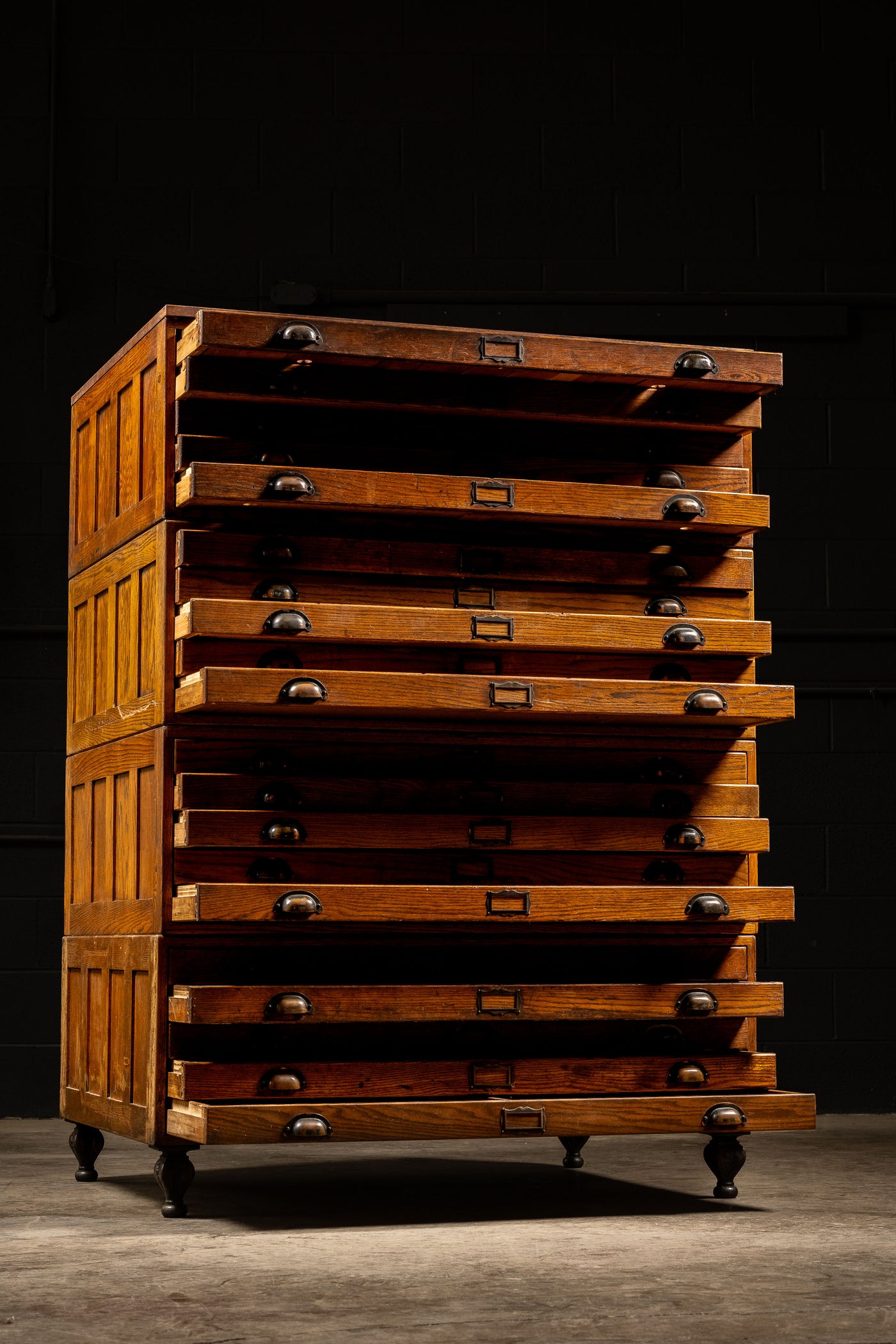 Four Stack Flat File With Japanned Hardware