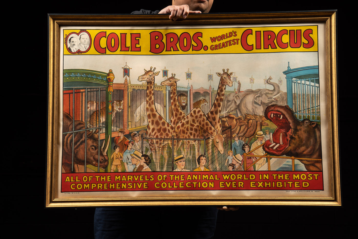c. 1930 Cole Bros. Linen Poster w/ Custom Frame