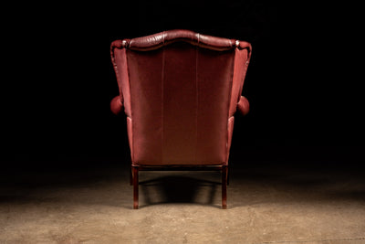 Tufted Red Leather Wingback Chair