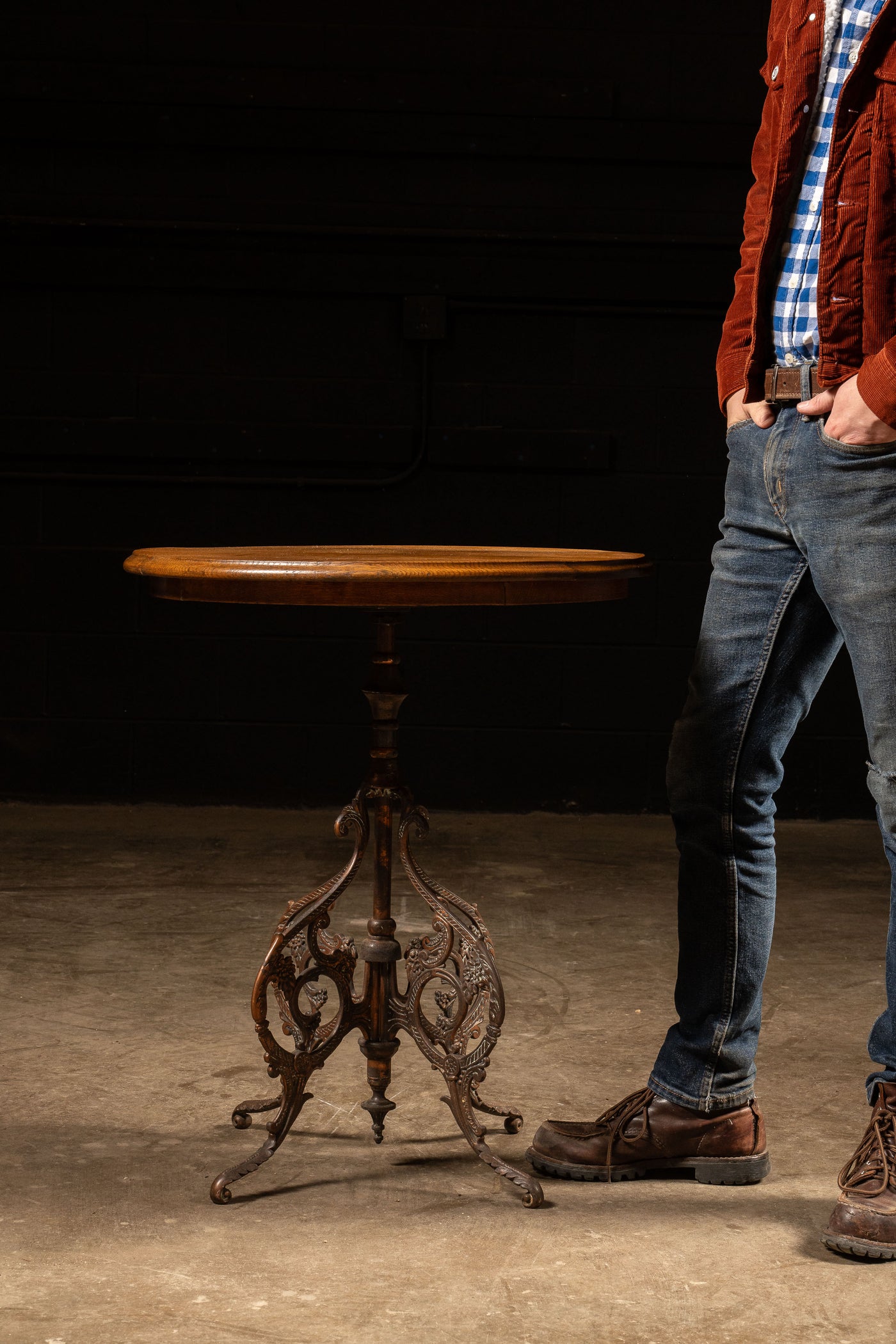 Early 20th Century Bistro Table with Japanned Base