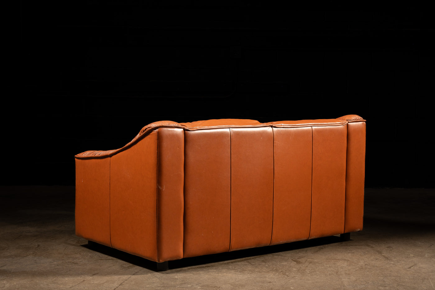 Vintage Leather Loveseat in Orange