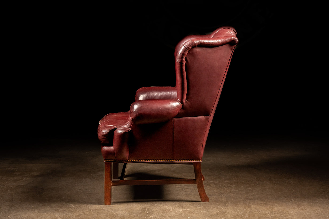 Tufted Red Leather Wingback Chair