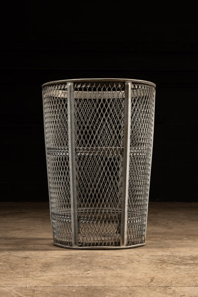 Vintage Industrial Mesh Metal Trash Can