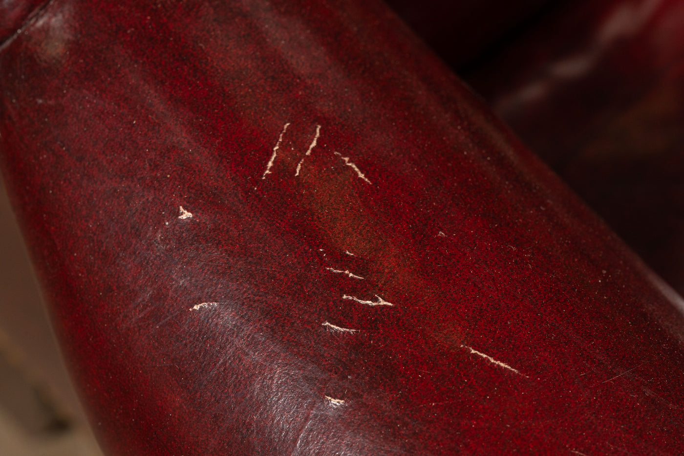 Vintage Tufted Wingback Armchair in Oxblood