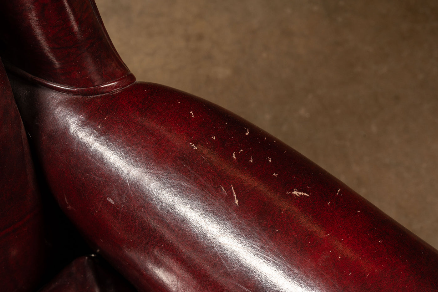 Vintage Tufted Wingback Armchair in Oxblood