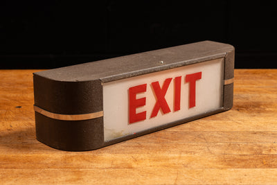 Vintage Lighted Glass Theater Exit Sign