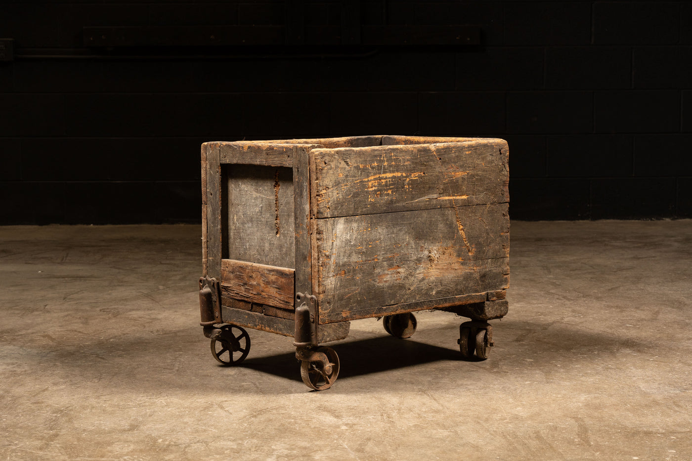 Early American Wooden Rolling Crate