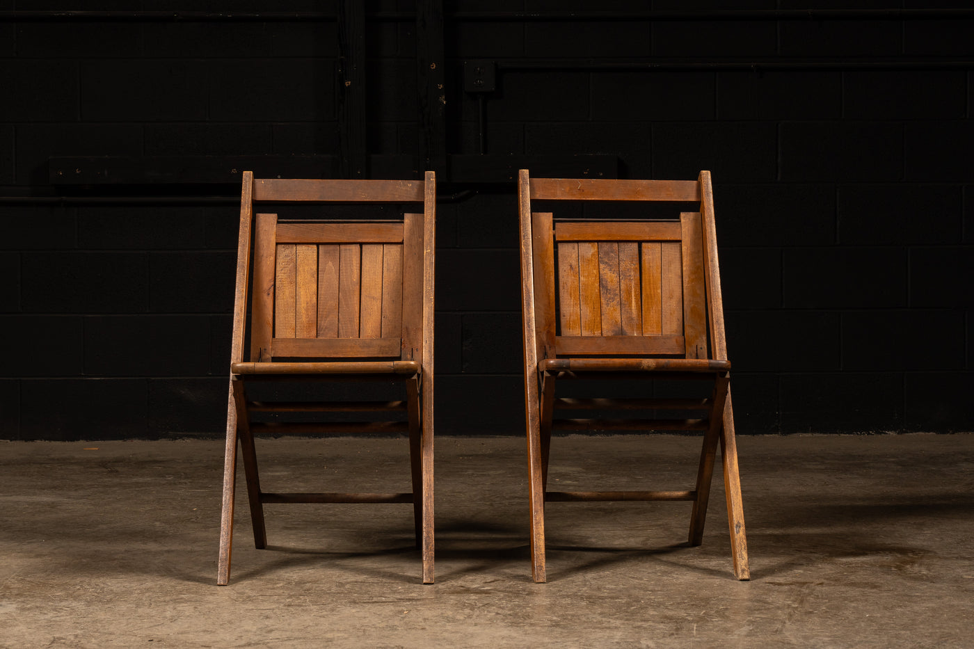Antique Wooden Slat Folding Chairs