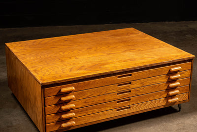 Vintage Oak Flat File Coffee Table