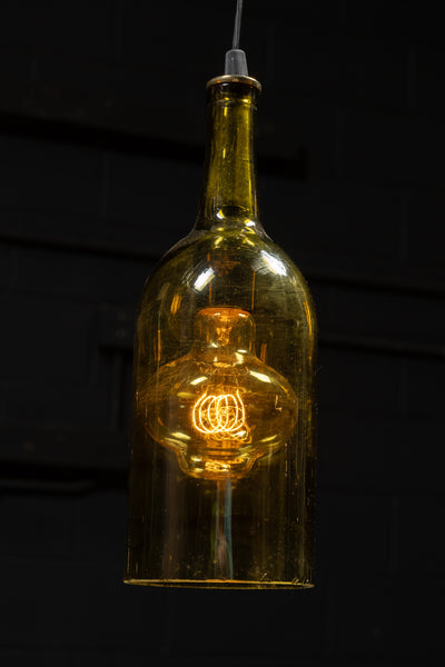 Reclaimed Wood and Wine Bottle Industrial Chandelier