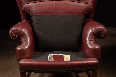 Tufted Red Leather Wingback Chair