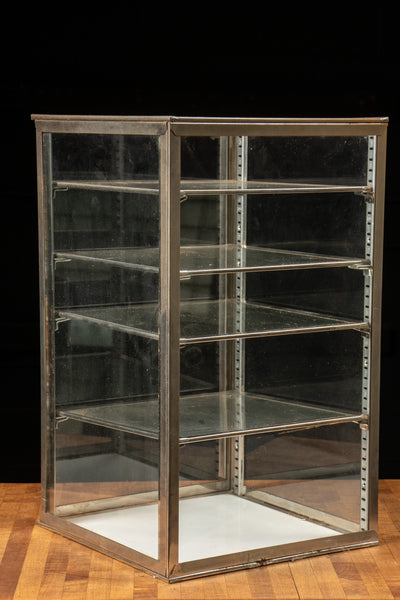 Vintage Glass Display Case With Shelves