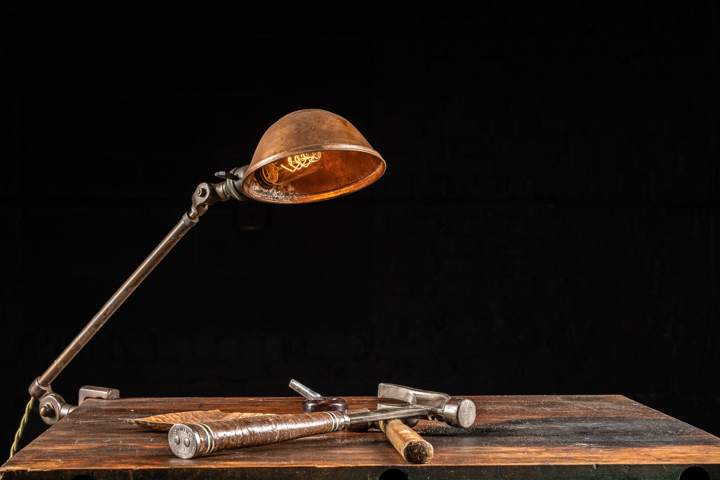 Vintage Industrial Adjustable Workbench Lamp