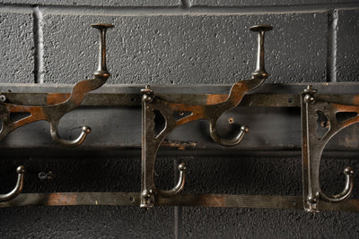 Antique Japanned Copper Coat Hook Rack