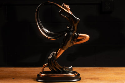 Japanned Copper Art Deco Ribbon Dancer Statue
