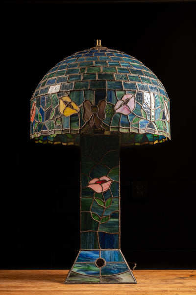 Vintage Stained Glass Floral Lamp