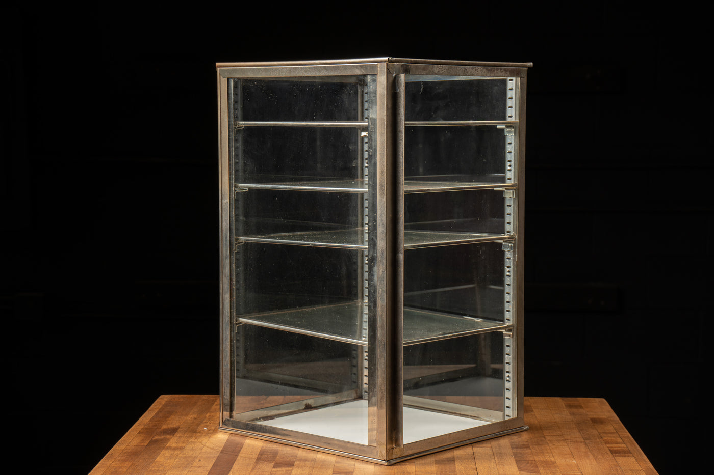 Vintage Glass Display Case With Shelves