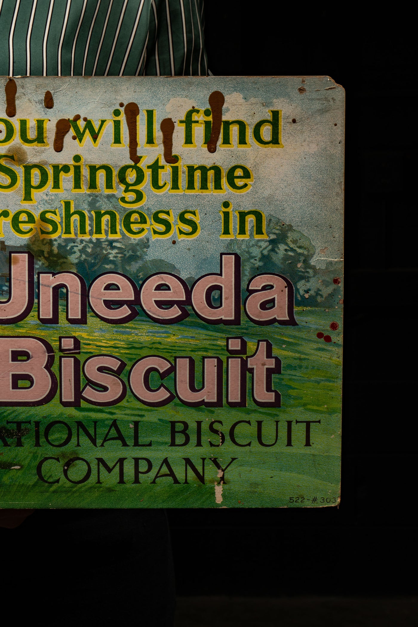 Early 20th Century (Pre-Nabisco) Uneeda Biscuit Trolley Car Advertising Sign