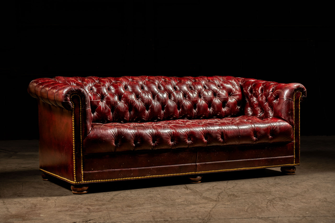 Vintage Tufted Chesterfield Sofa in Oxblood