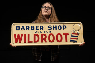 c. 1950's Wildroot Barber Shop Embossed Tin Sign