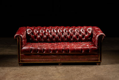 Vintage Tufted Chesterfield Sofa in Oxblood