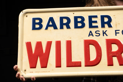c. 1950's Wildroot Barber Shop Embossed Tin Sign