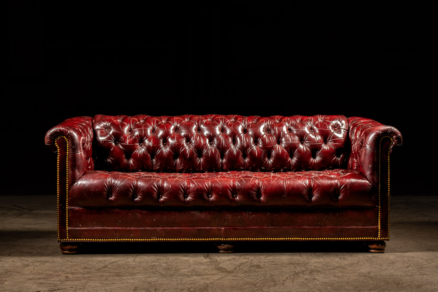 Vintage Tufted Chesterfield Sofa in Oxblood