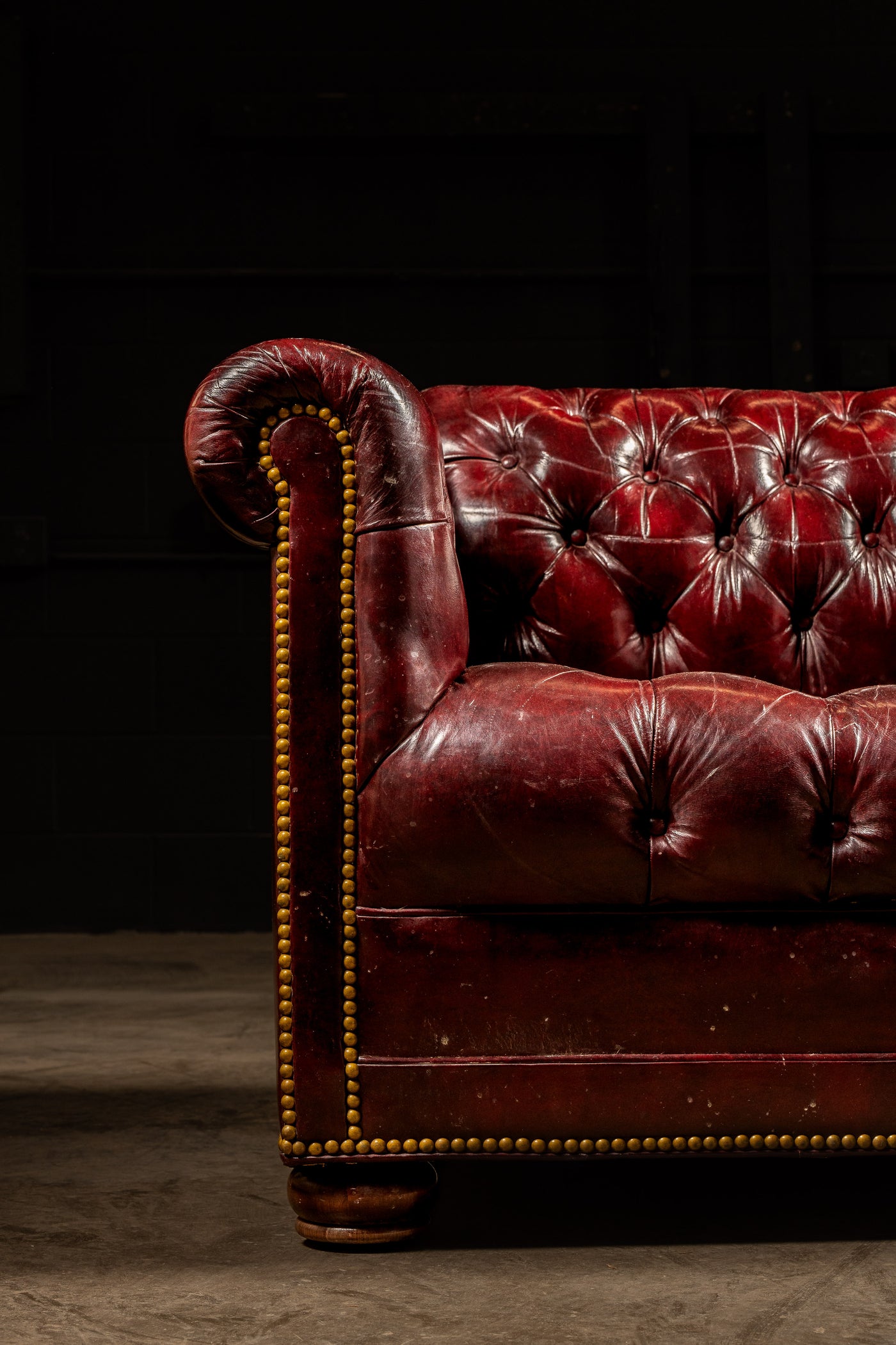 Vintage Tufted Chesterfield Sofa in Oxblood