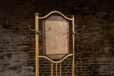 Antique Brass Hall Tree With Mirror